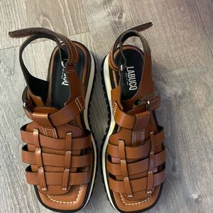 Labucq Tan Leather Men's Sandals 40 new